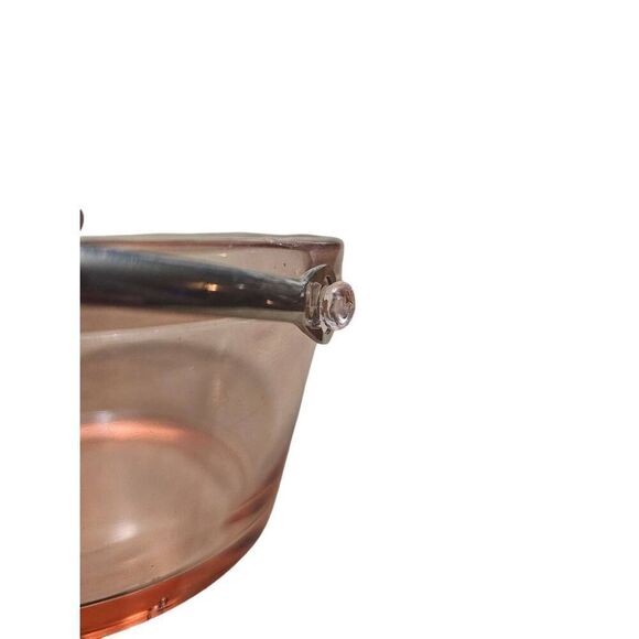 Pink Depression Glass Candy Dish Ice Bucket Chrome Handle Vintage EUC - Picture 4 of 7